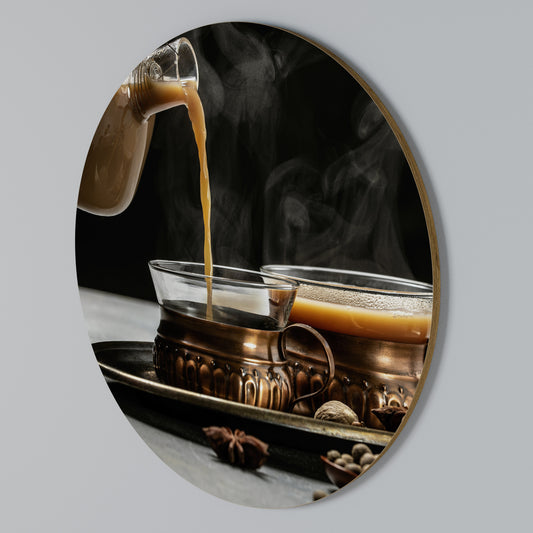 STEAMING SIPS OF SERENITY Kulatá nástěnná dekorace