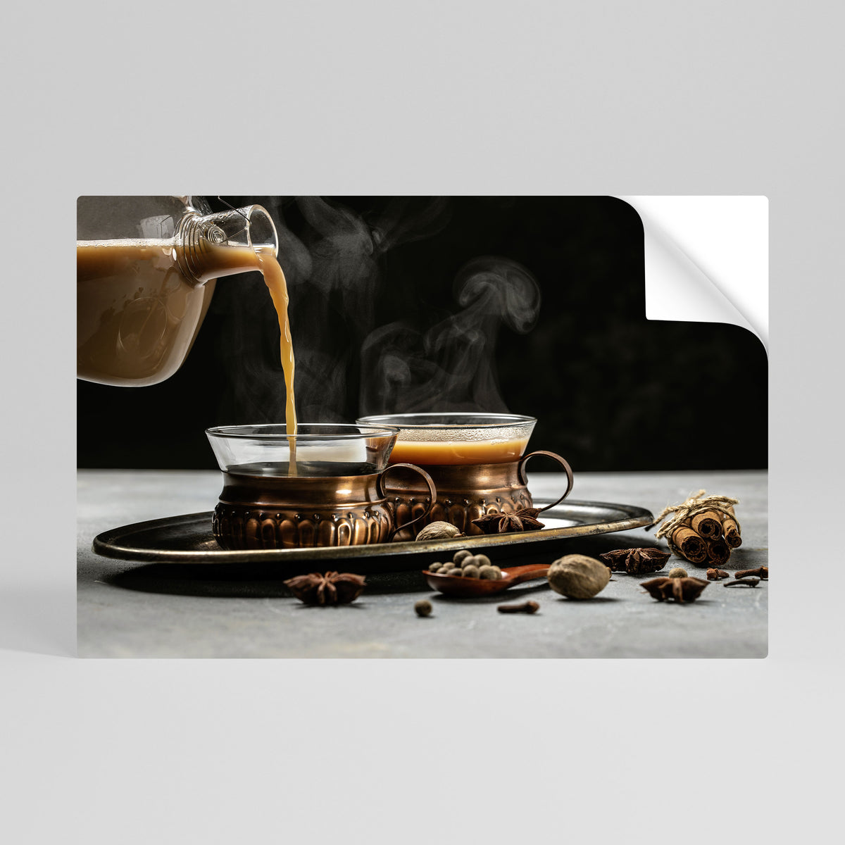 STEAMING SIPS OF SERENITY Vodorovný samolepicí plakát