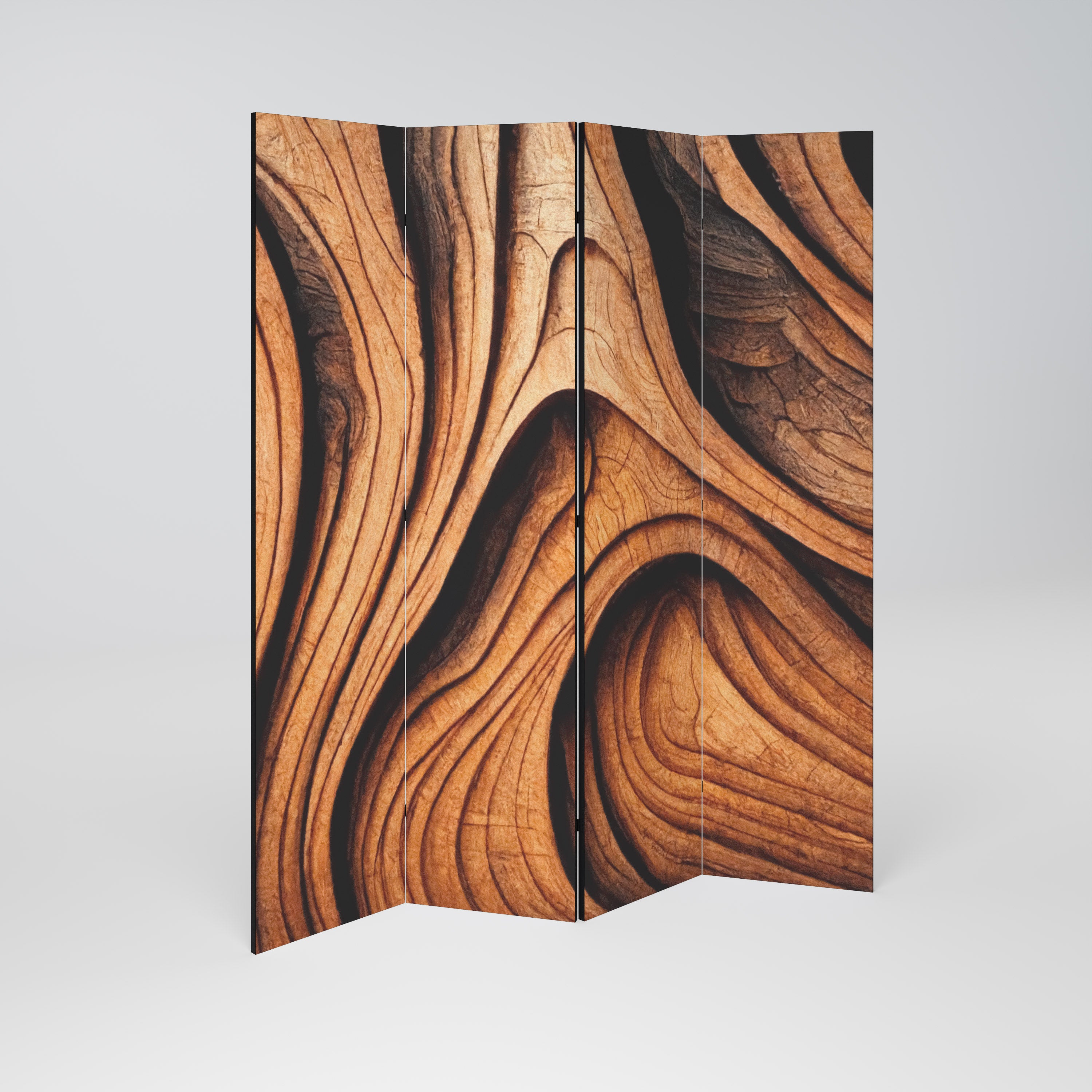 WOODEN WAVES UNFOLDED 4-Panel Room Divider