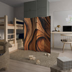 WOODEN WAVES UNFOLDED 4-Panel Room Divider