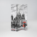 RED LEAVES EMBRACE 3-Panel Room Divider