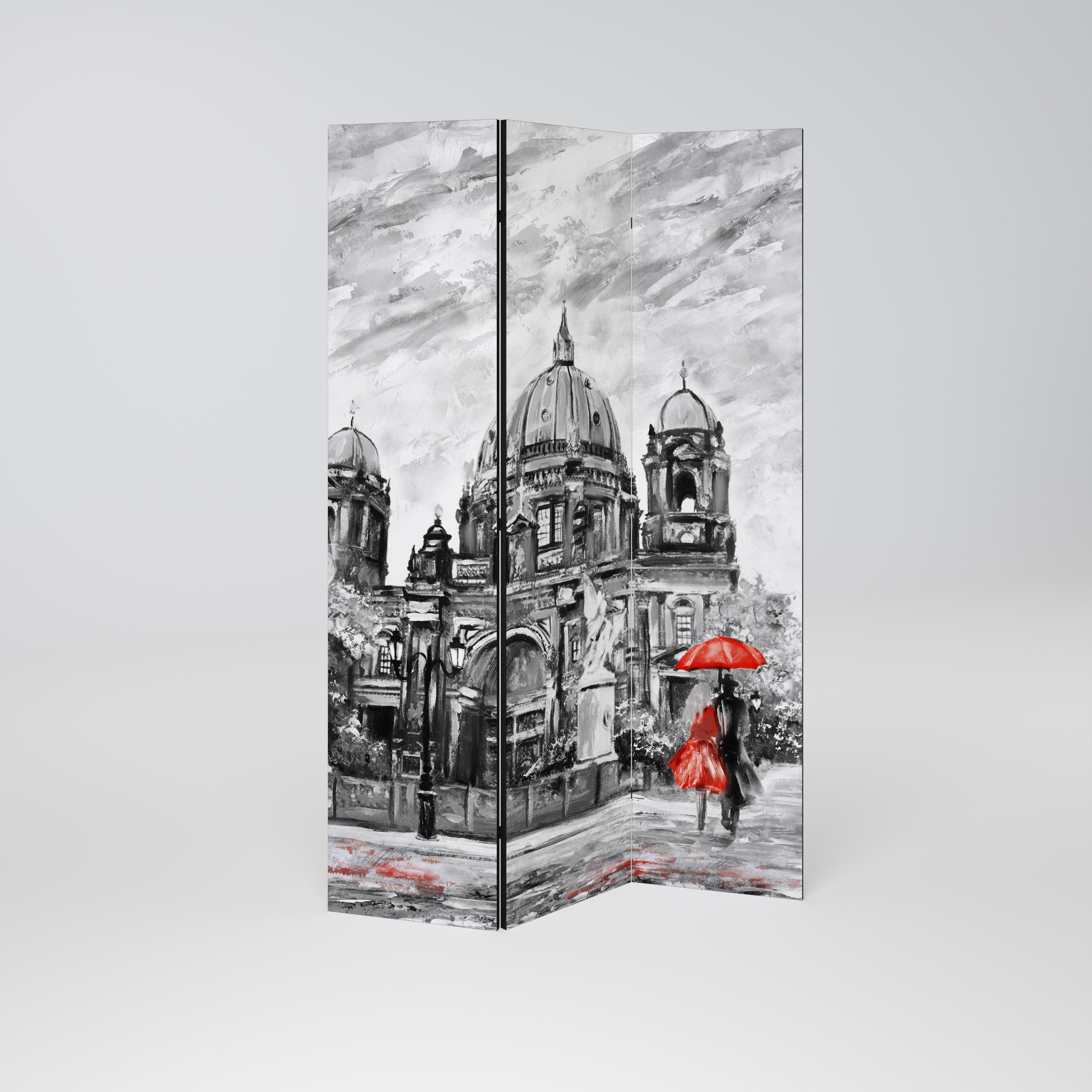 RED LEAVES EMBRACE 3-Panel Room Divider