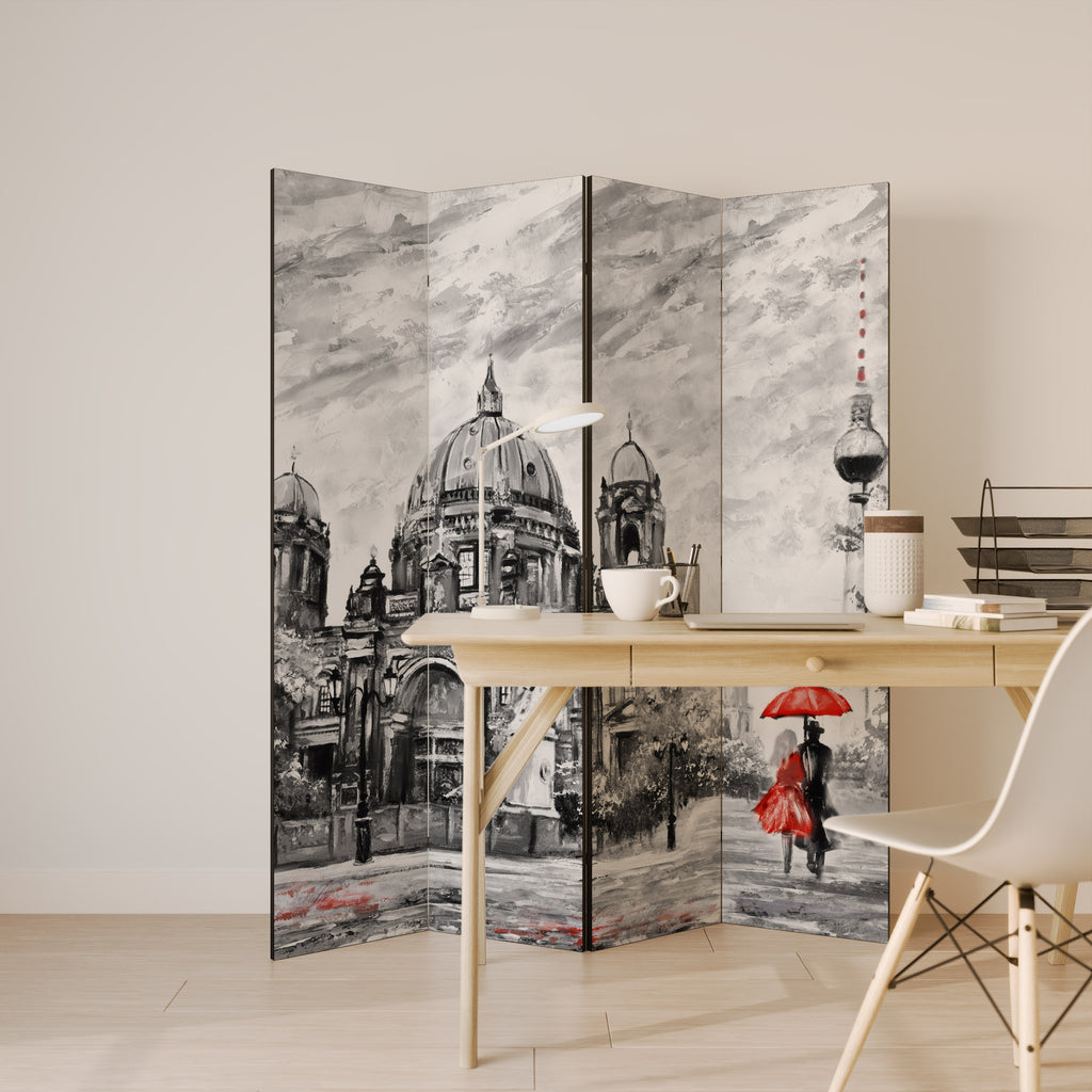 RED LEAVES EMBRACE 4dílný paraván