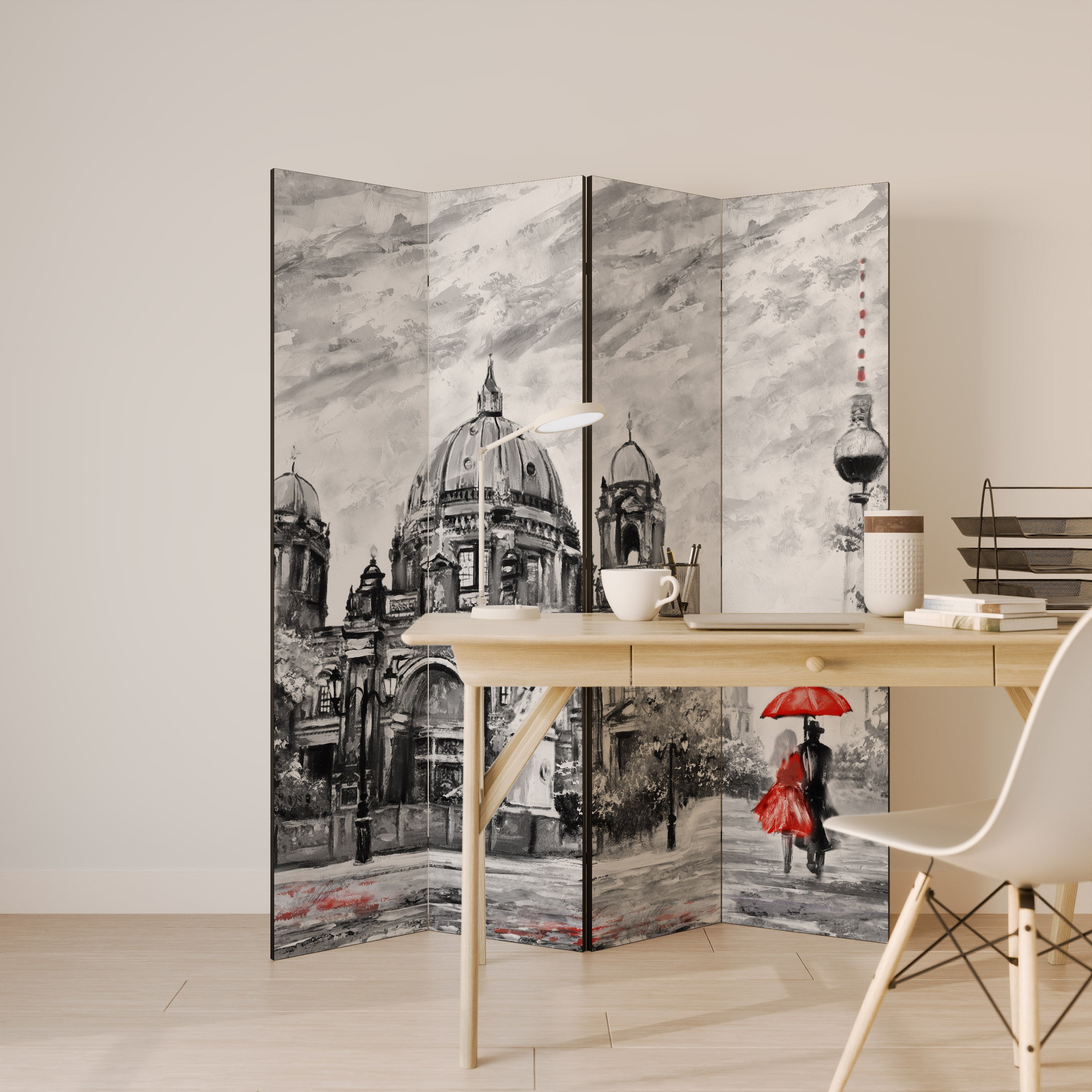 RED LEAVES EMBRACE 4dílný paraván