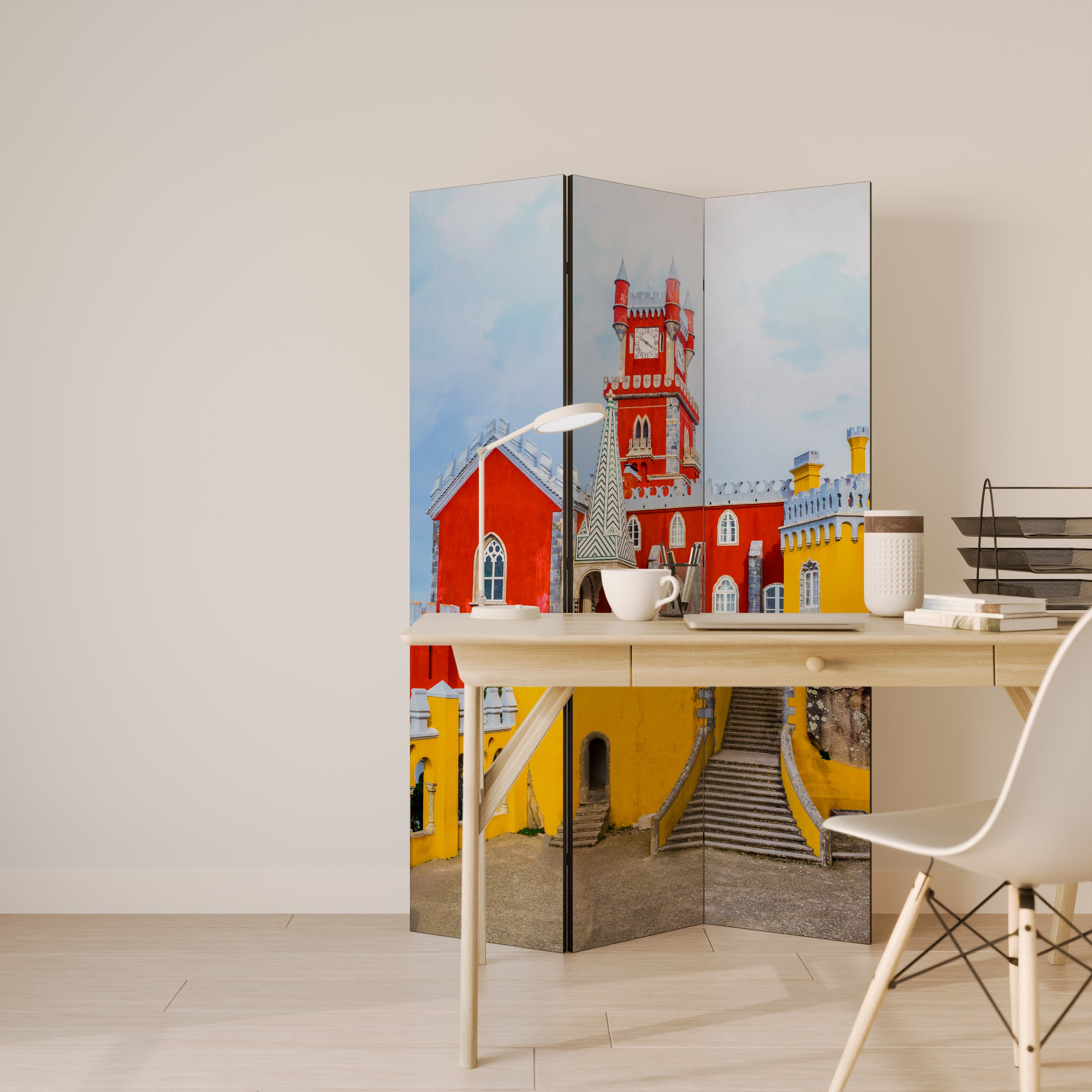 COLORFUL CASTLE CORRIDORS 3dílný paraván