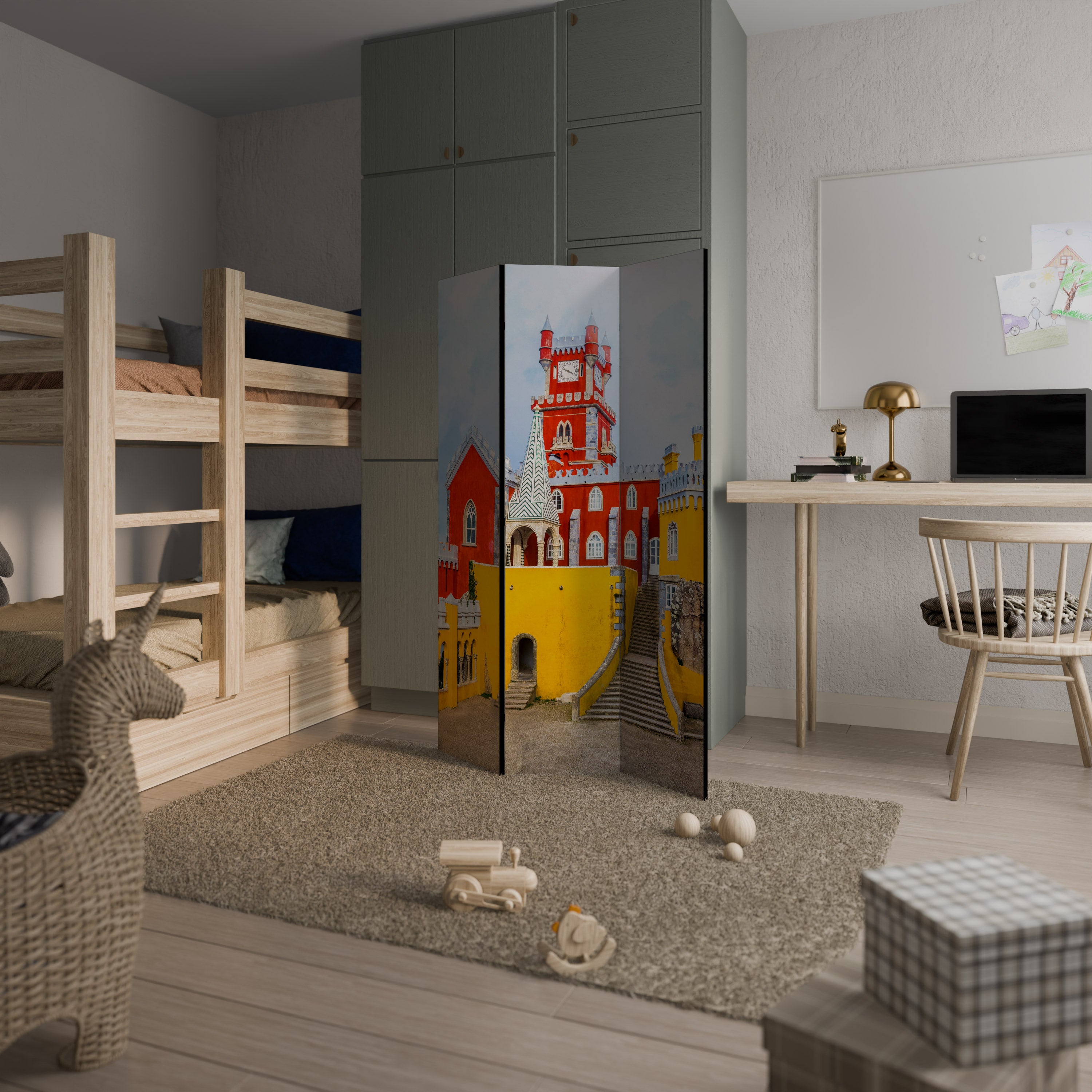 COLORFUL CASTLE CORRIDORS 3dílný paraván