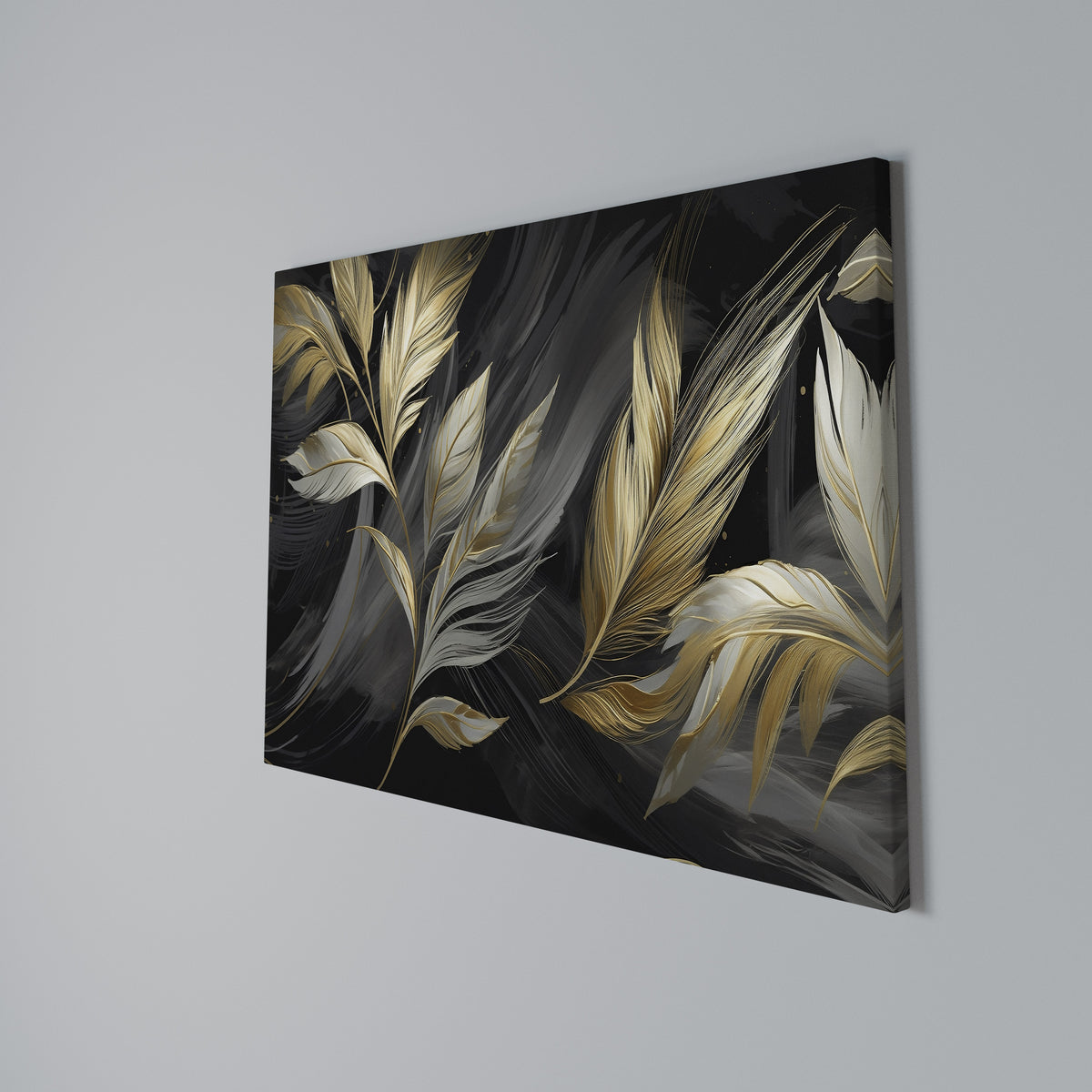 MYSTIC GOLD LEAVES Horizontal Canvas Print
