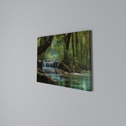 TRANQUIL WATERFALL ESCAPE Horizontal Canvas Print