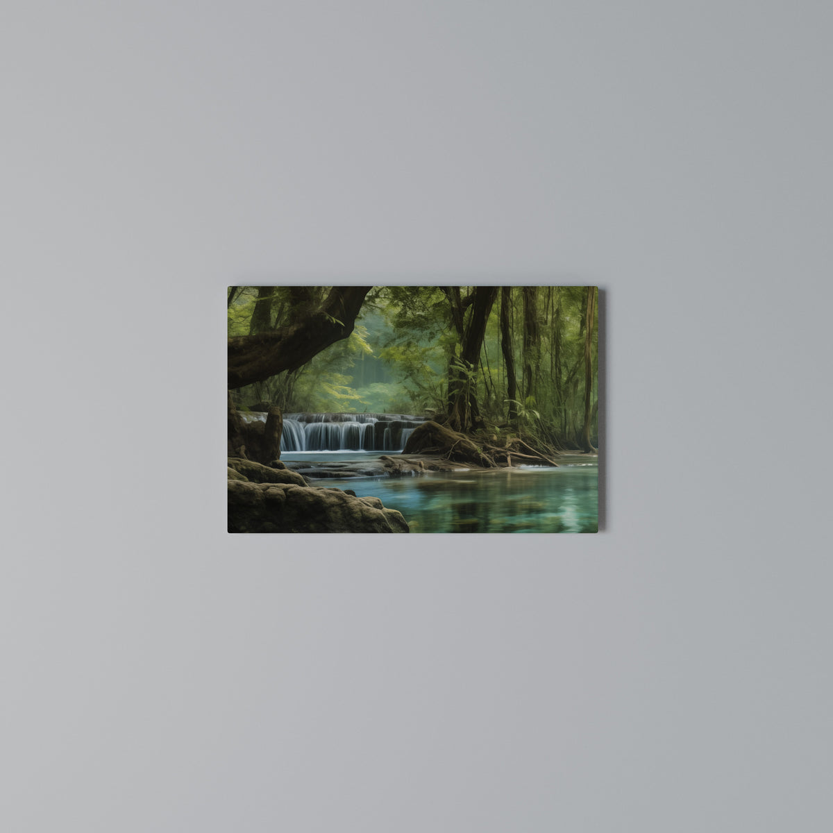 TRANQUIL WATERFALL ESCAPE Horizontal Canvas Print