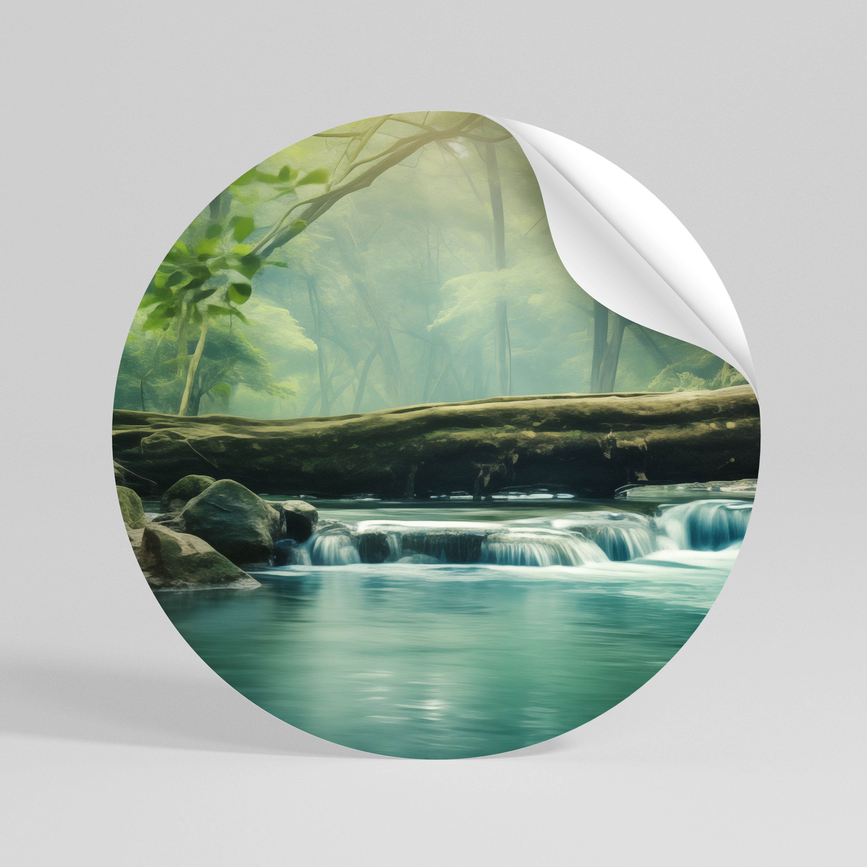 DREAMY WATERFALL GLIMMER Peel and Stick Round Sticker