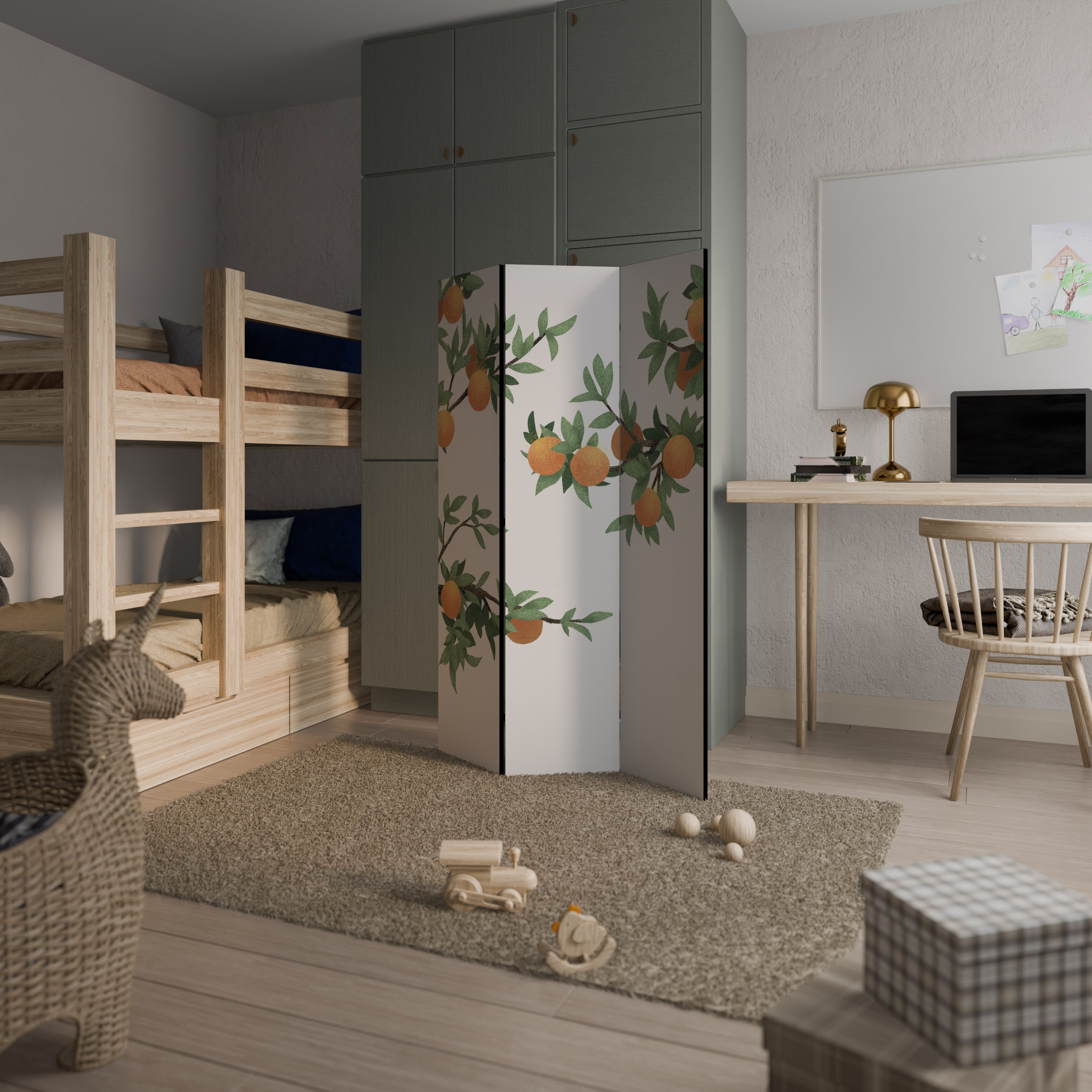 GORGEOUS ORANGE 3-Panel Room Divider