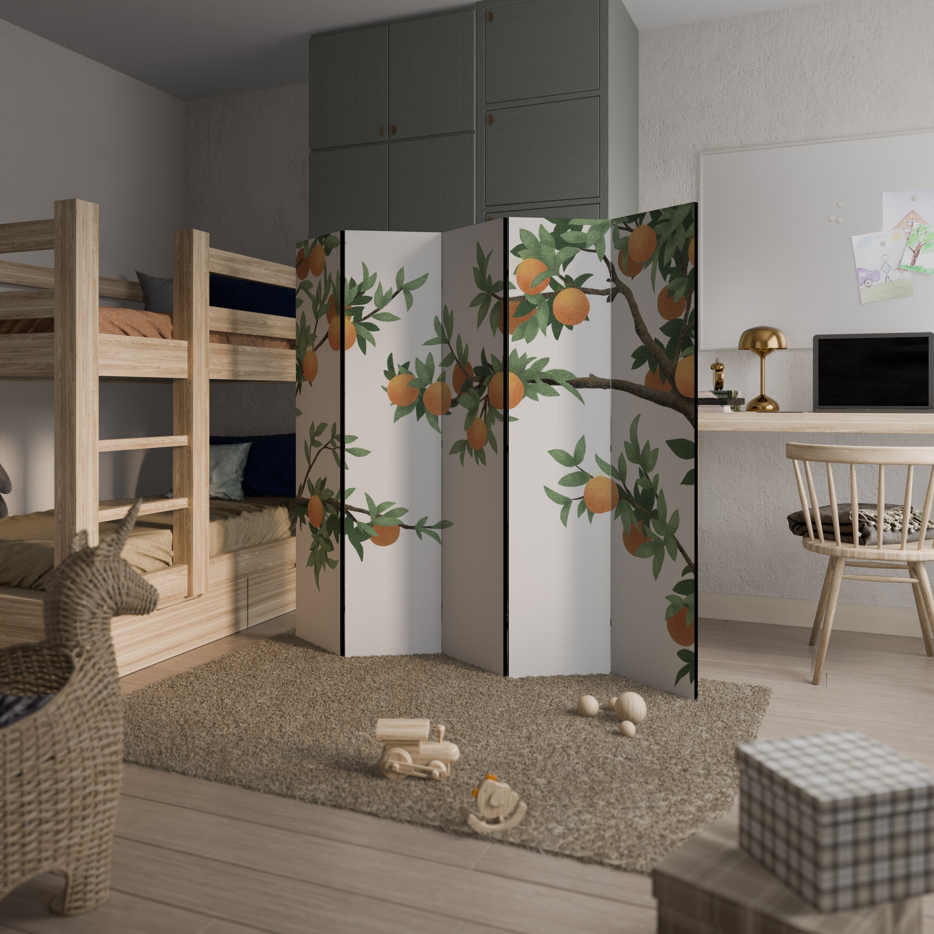 GORGEOUS ORANGE 5dílný paraván