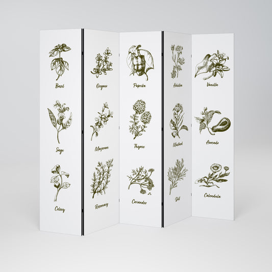 HERBAL FINESSE - ENG 5dílný paraván