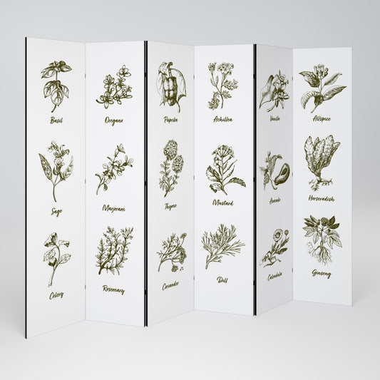 HERBAL FINESSE - ENG 6dílný paraván