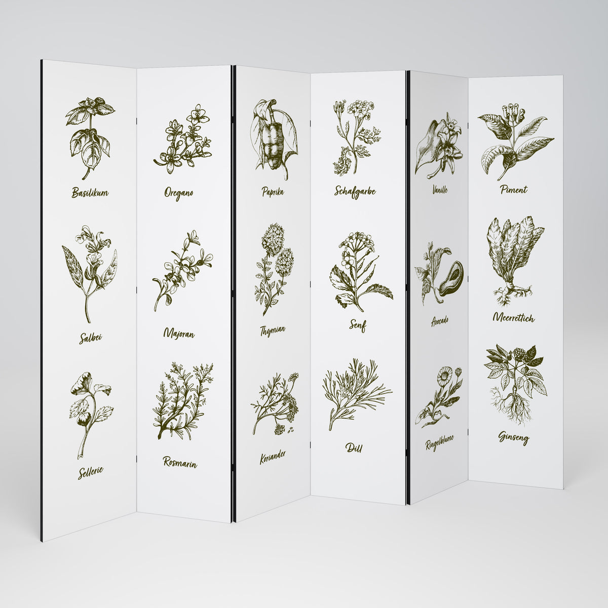 HERBAL FINESSE - DE 6dílný paraván