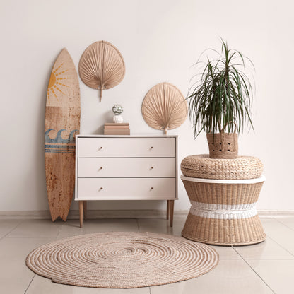 SUN-KISSED WAVES Dekorativní panel ve tvaru surfu
