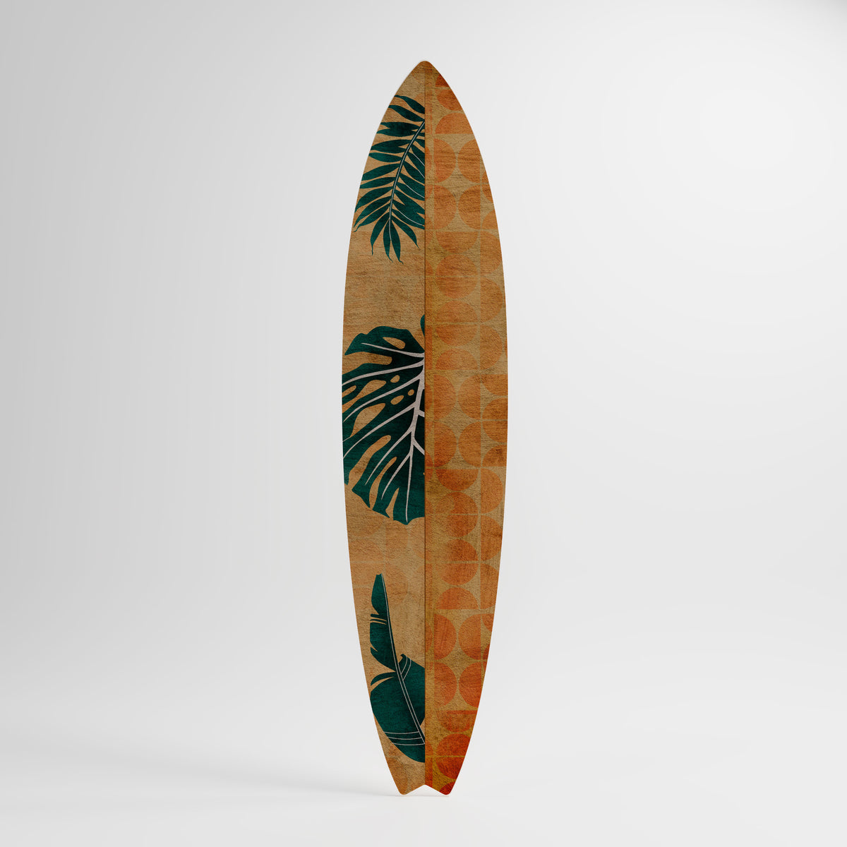 PALM LEAF SURFBOARD Dekorativní panel ve tvaru surfu