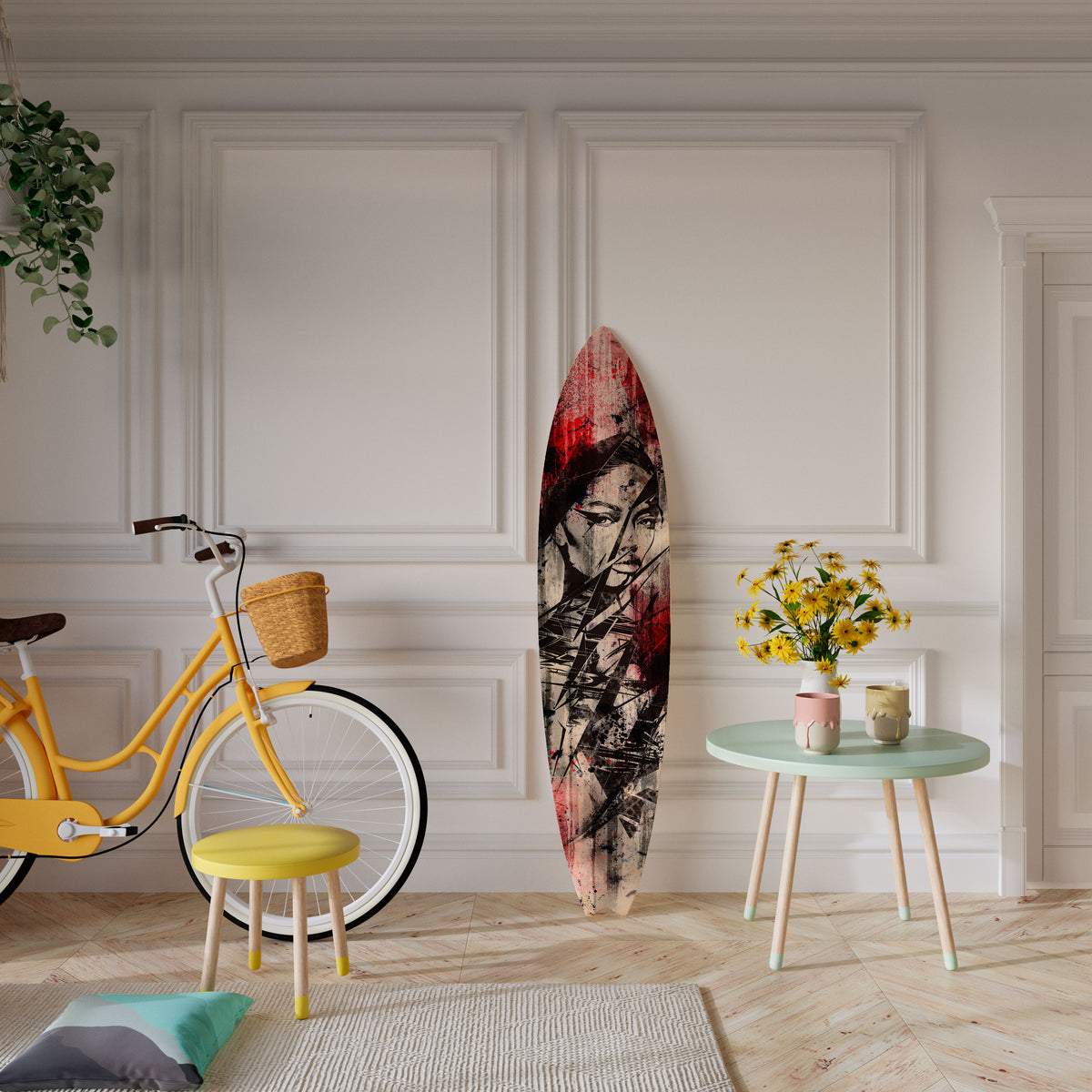 CRIMSON ECHO Dekorativní panel ve tvaru surfu