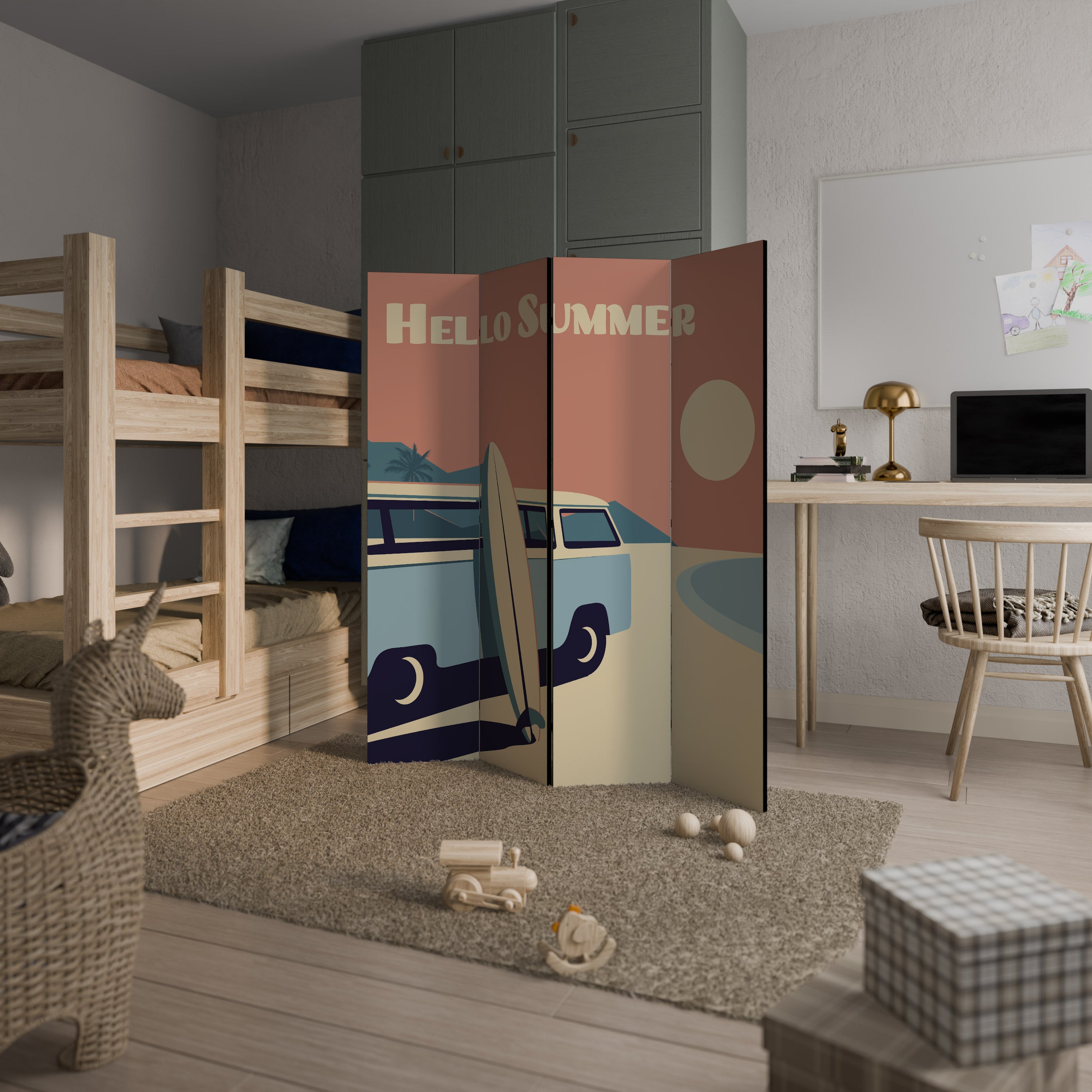 HELLO SUMMER 4-Panel Room Divider