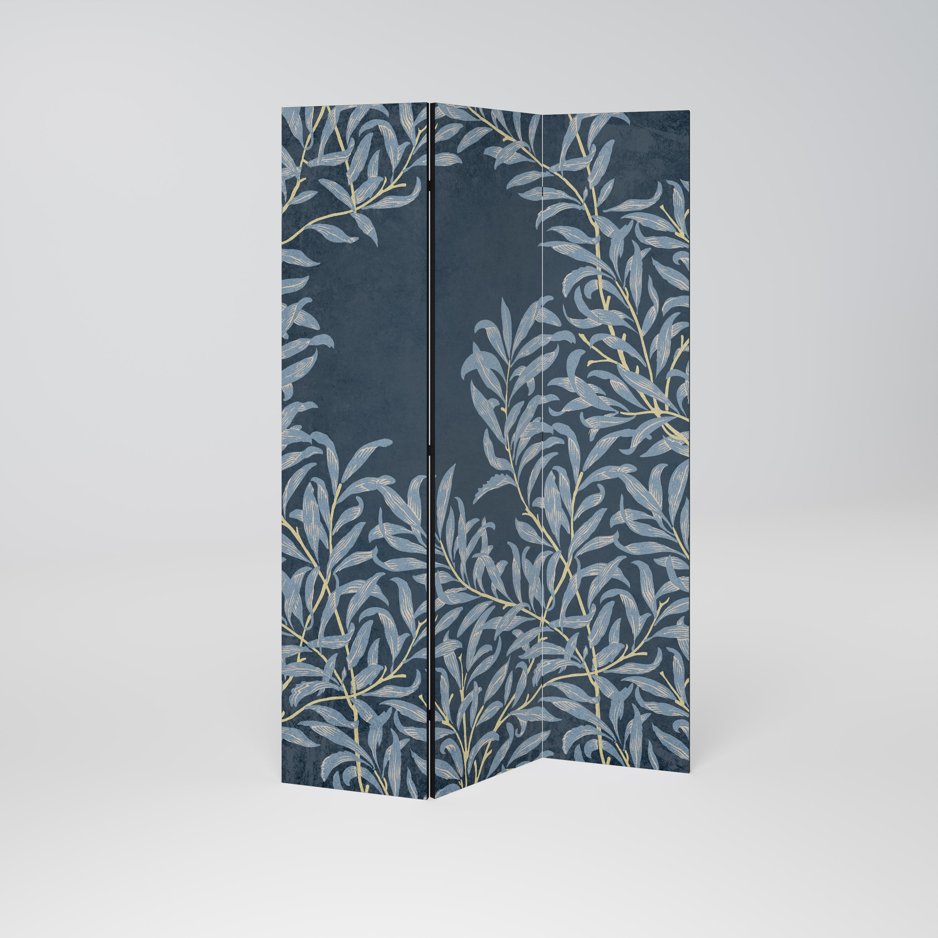 BLUE LEAVES 3-Panel Room Divider
