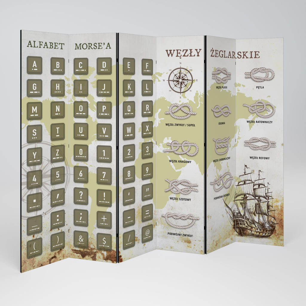 MORSE AND KNOTS 6dílný paraván