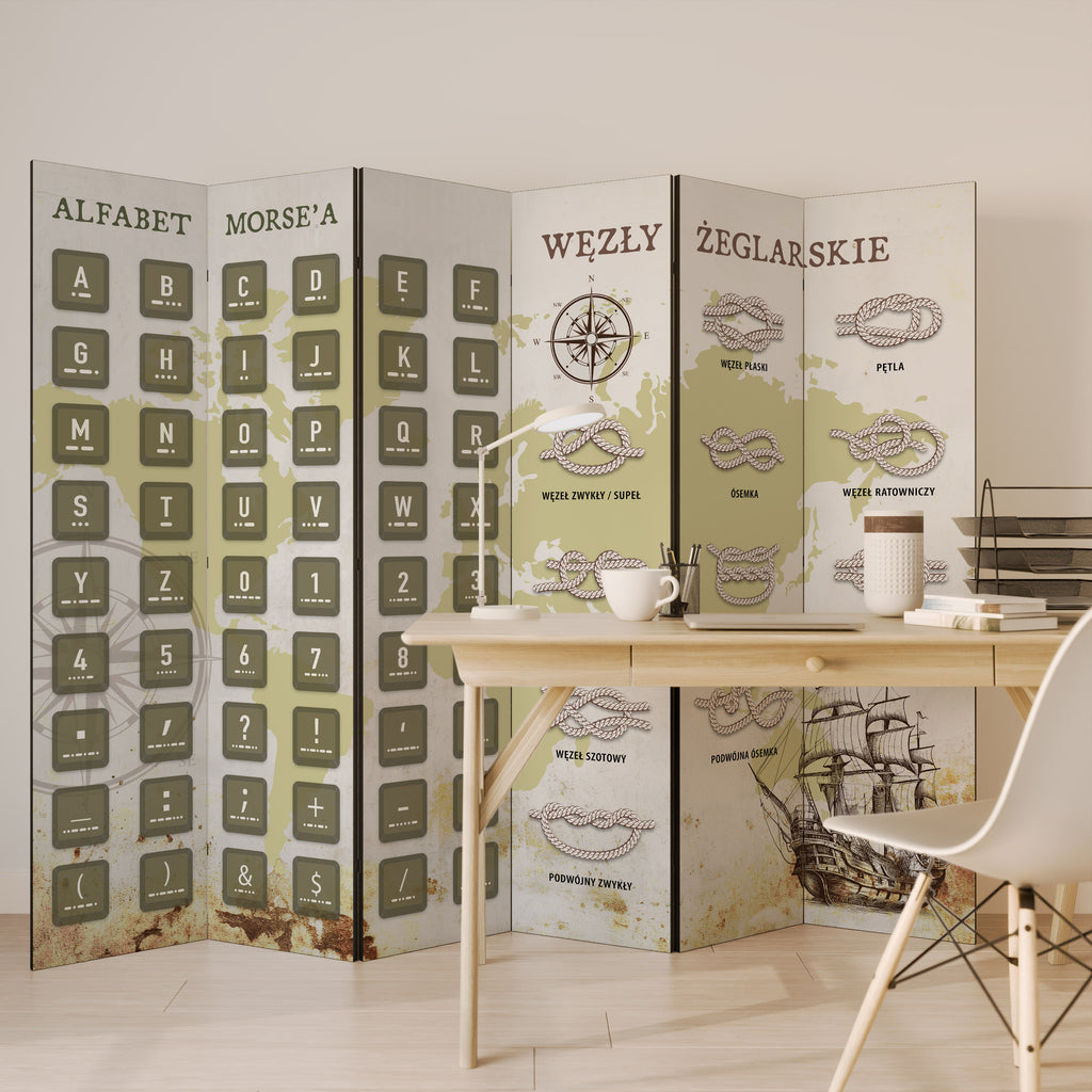 MORSE AND KNOTS 6dílný paraván