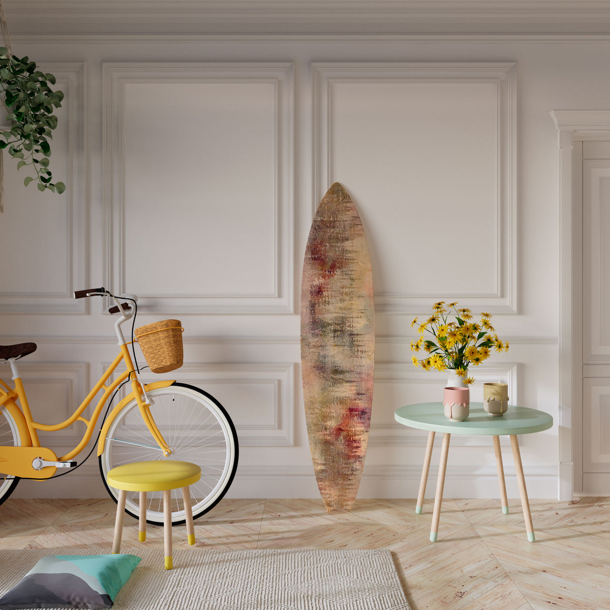 VEILED SUMMIT Dekorativní panel ve tvaru surfu