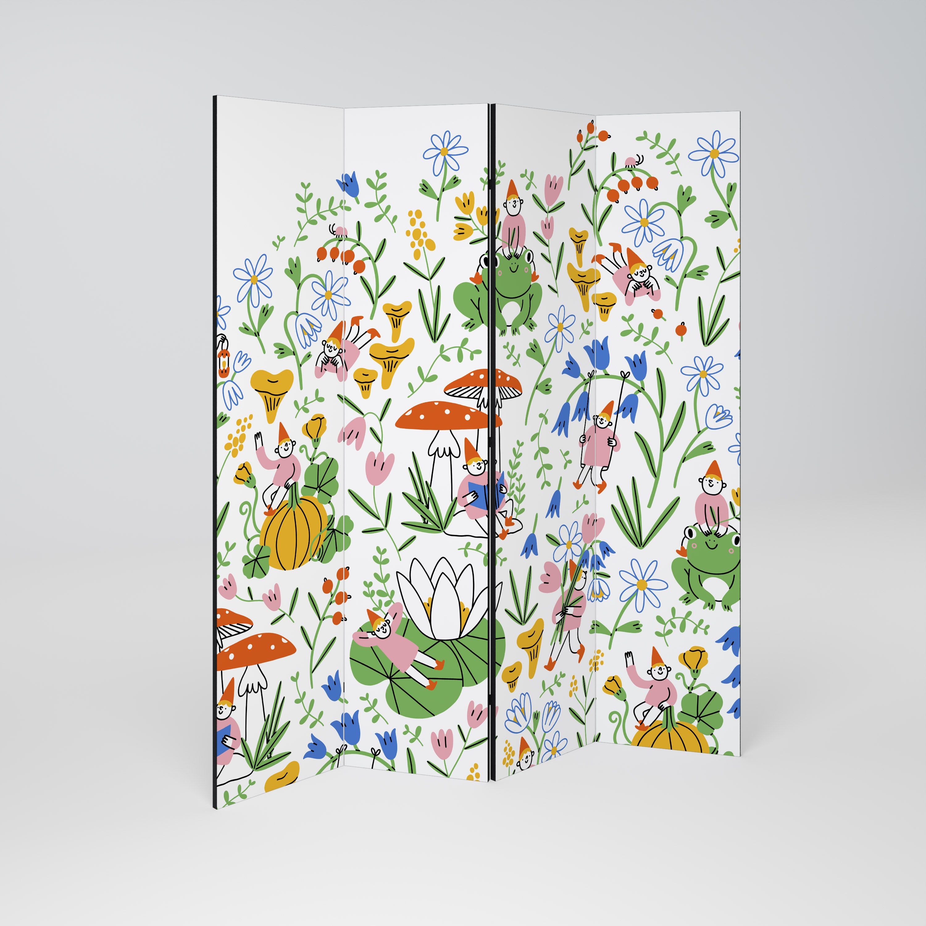 GARDEN GNOMES 4dílný paraván