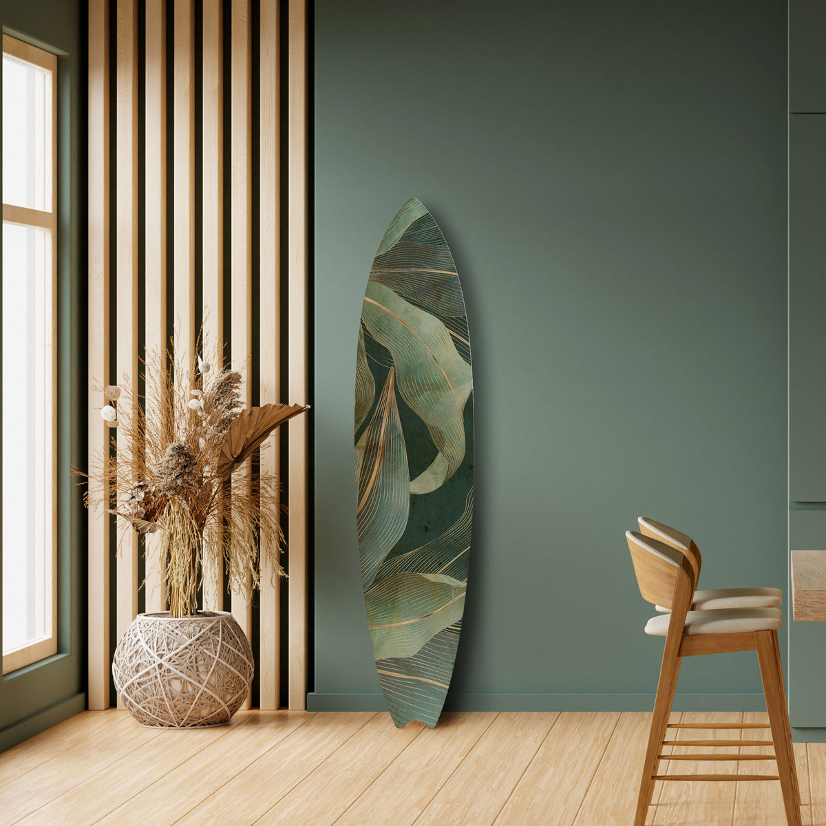 ROYAL GREEN Dekorativní panel ve tvaru surfu