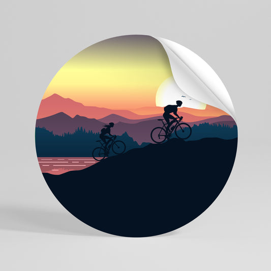 CYCLING HORIZON Kulatá samolepka