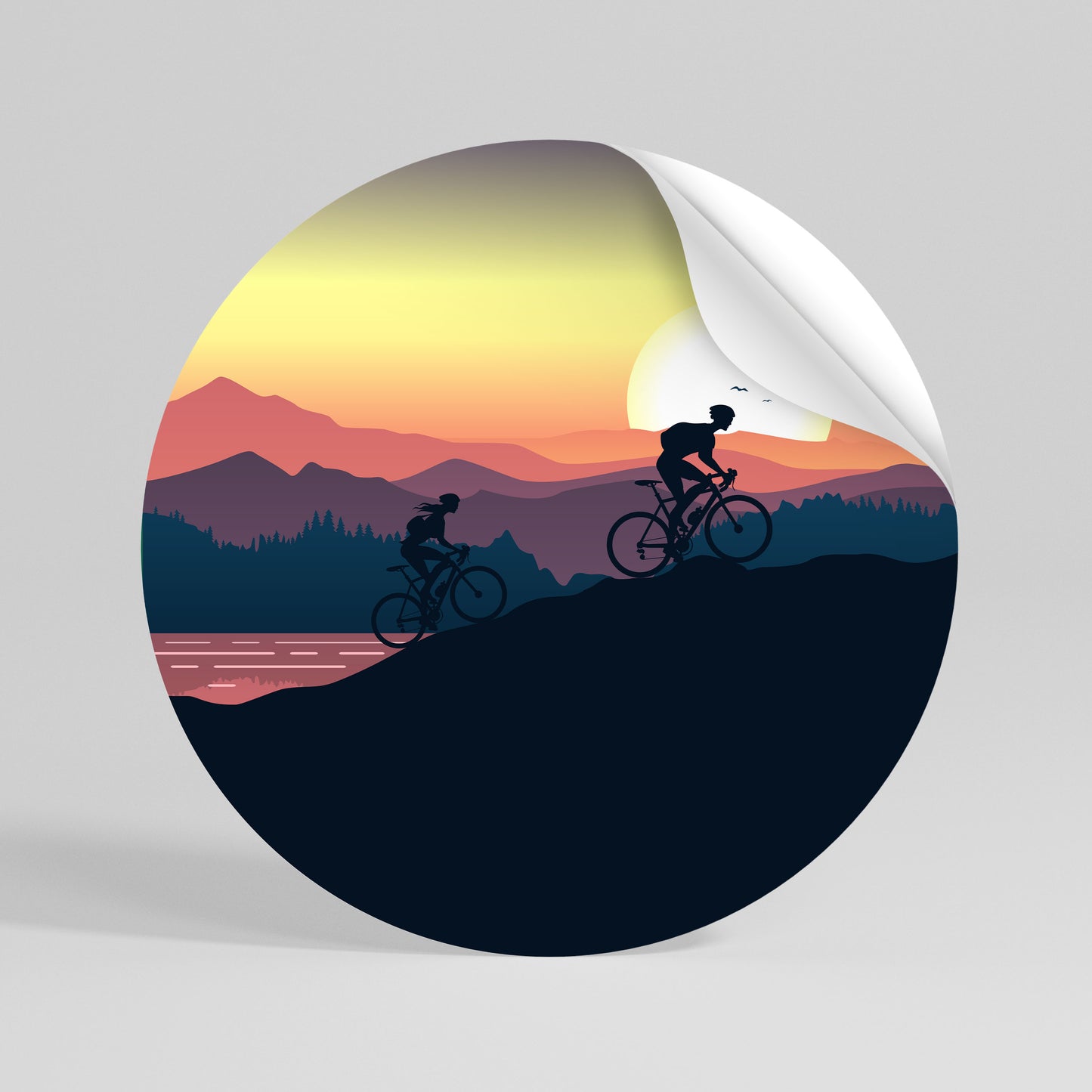 CYCLING HORIZON Kulatá samolepka