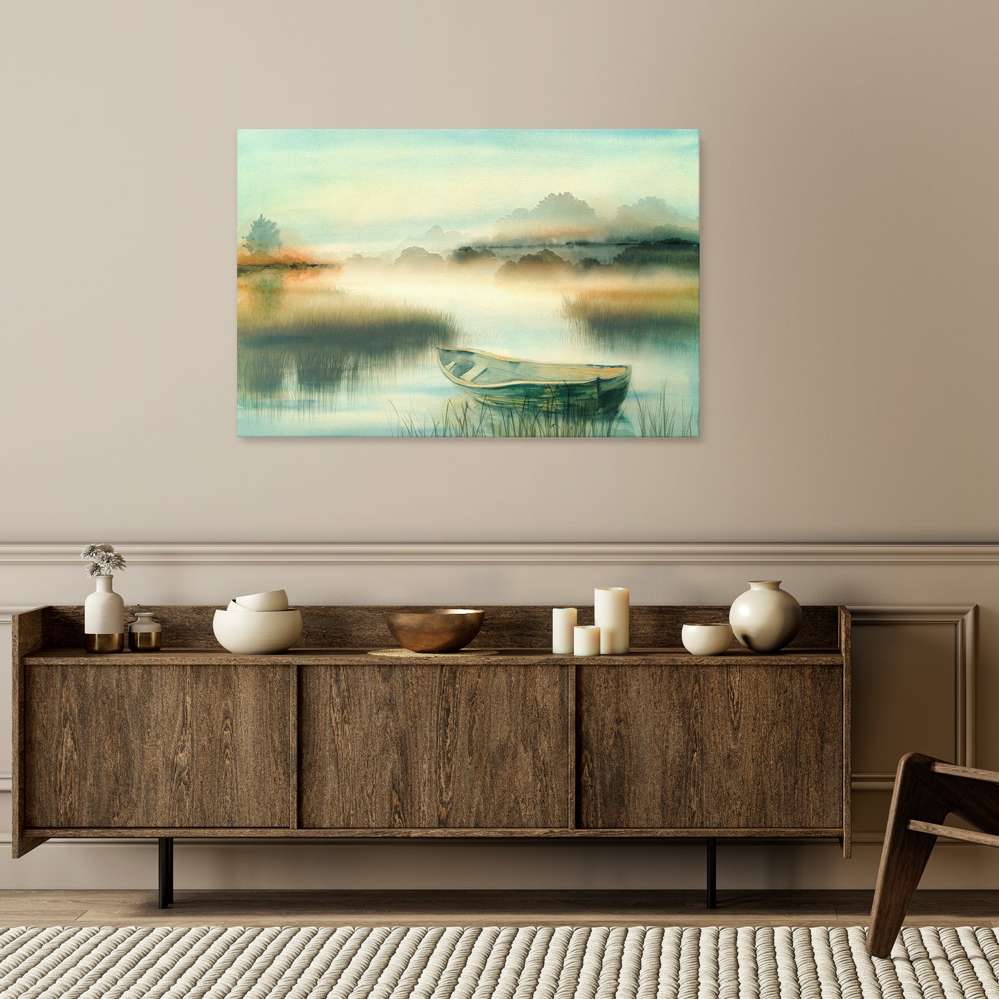 MORNING BY THE LAKE Horizontal Canvas Print
