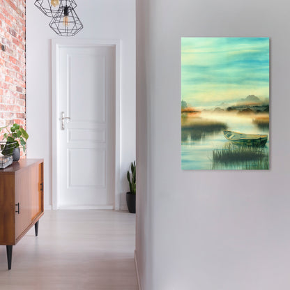 MORNING BY THE LAKE Vertical Canvas Print
