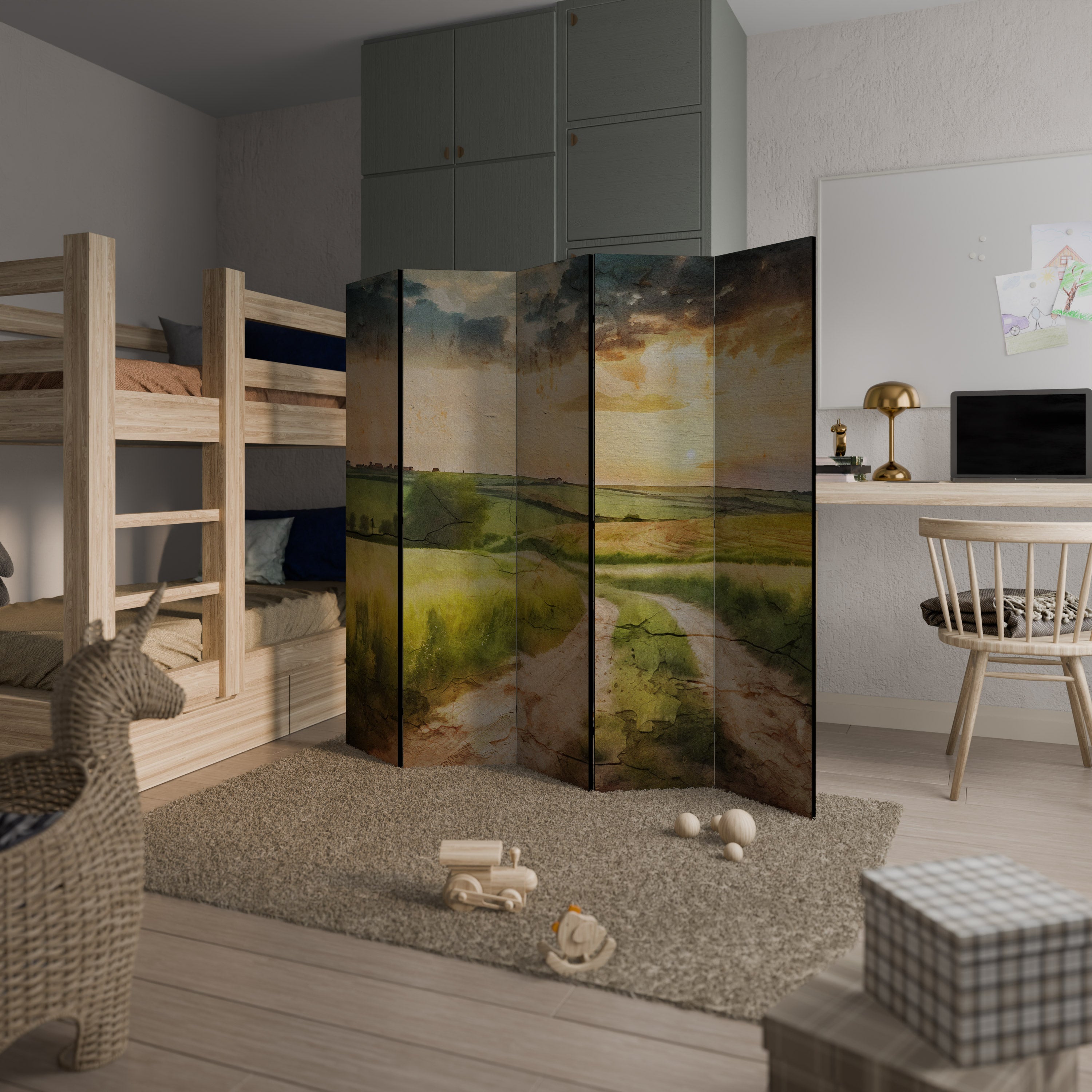 SUNSET PATH 5-Panel Room Divider