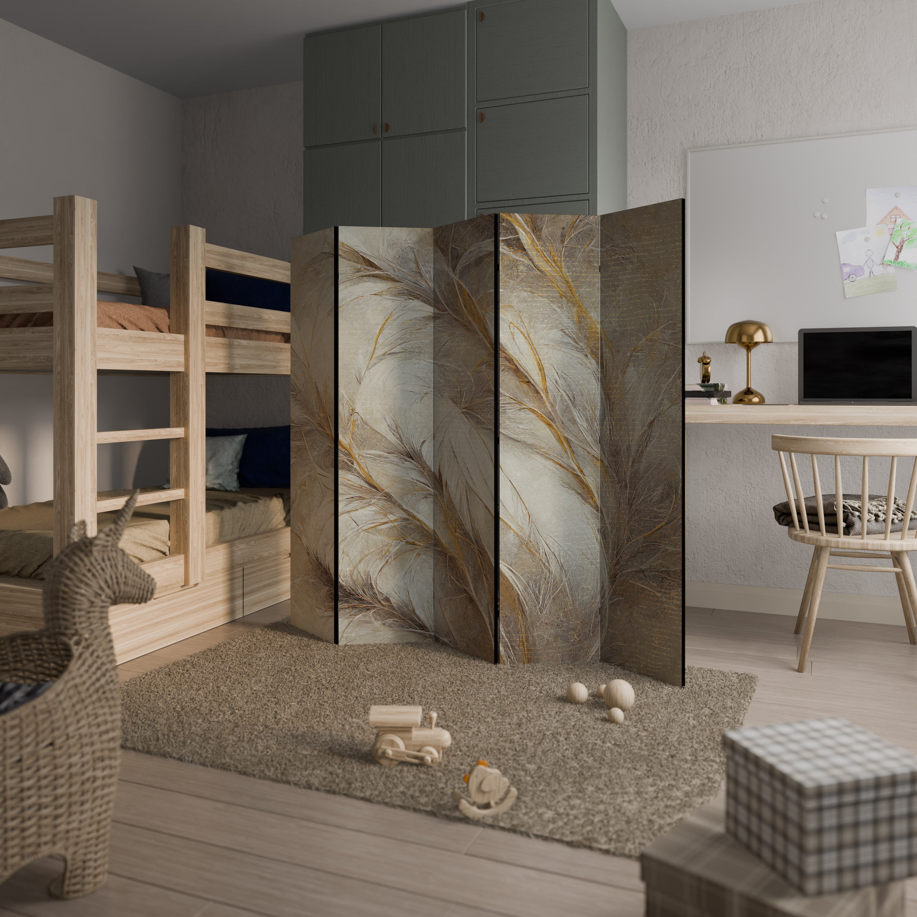 SOFT PLUMAGE 5-Panel Room Divider