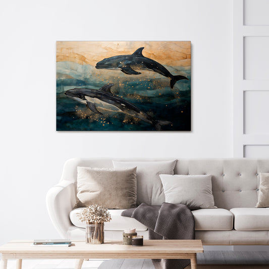 GOLDEN WAVES Horizontal Canvas Print