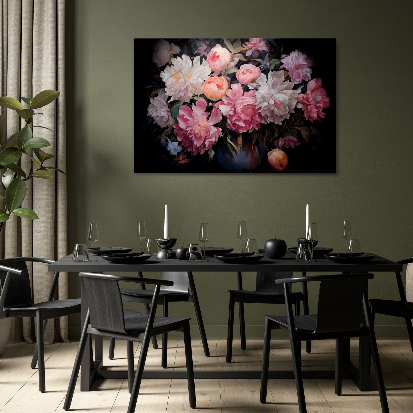 CRASHED PEONIES Horizontal Canvas Print
