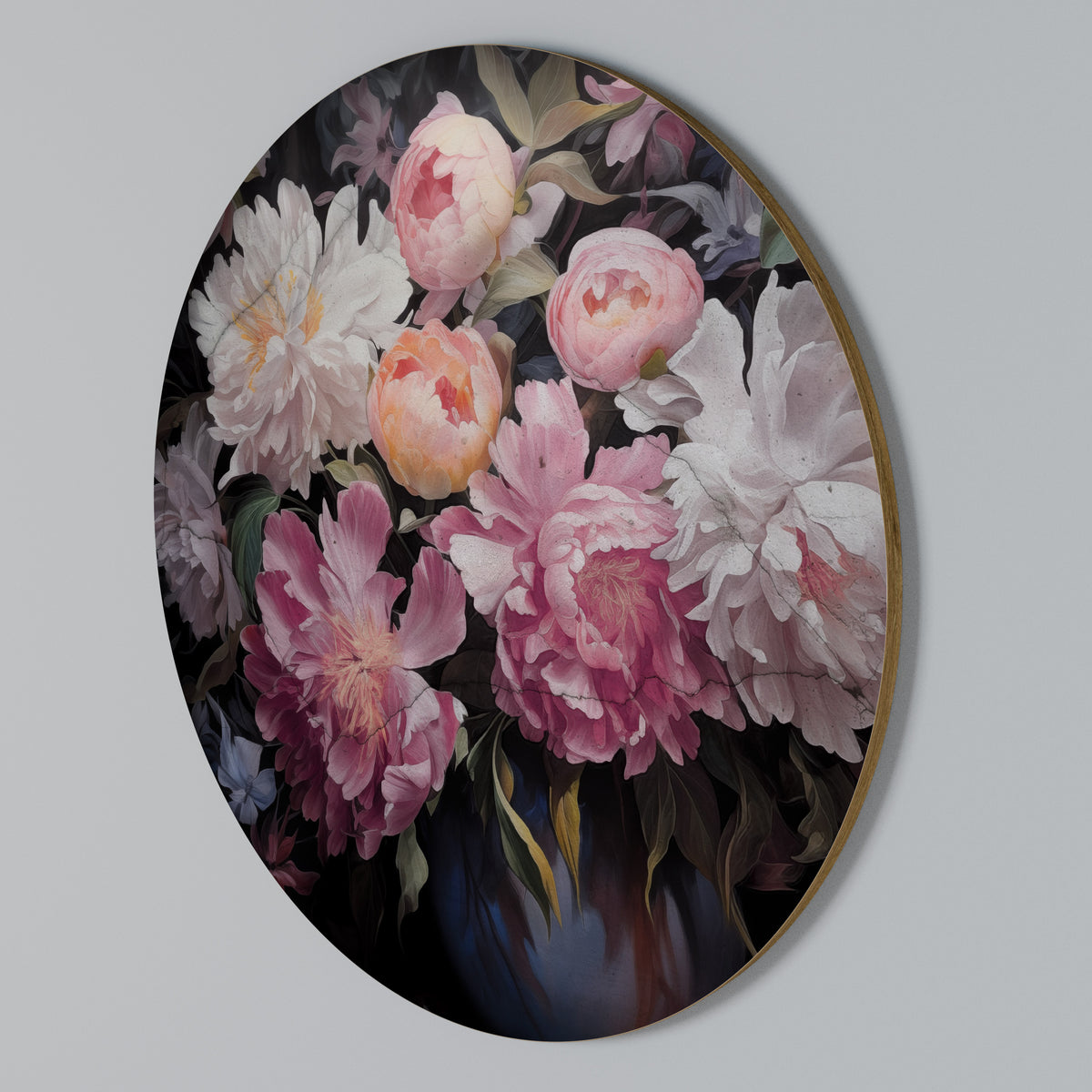 CRASHED PEONIES Kulatá nástěnná dekorace