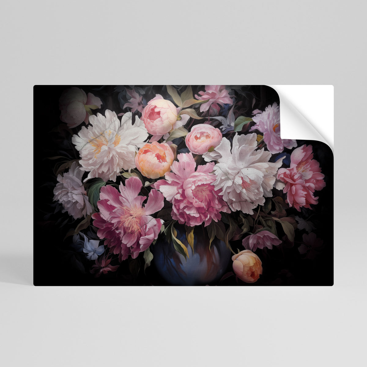 CRASHED PEONIES Vodorovný samolepicí plakát
