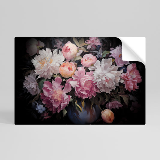 CRASHED PEONIES Vodorovný samolepicí plakát