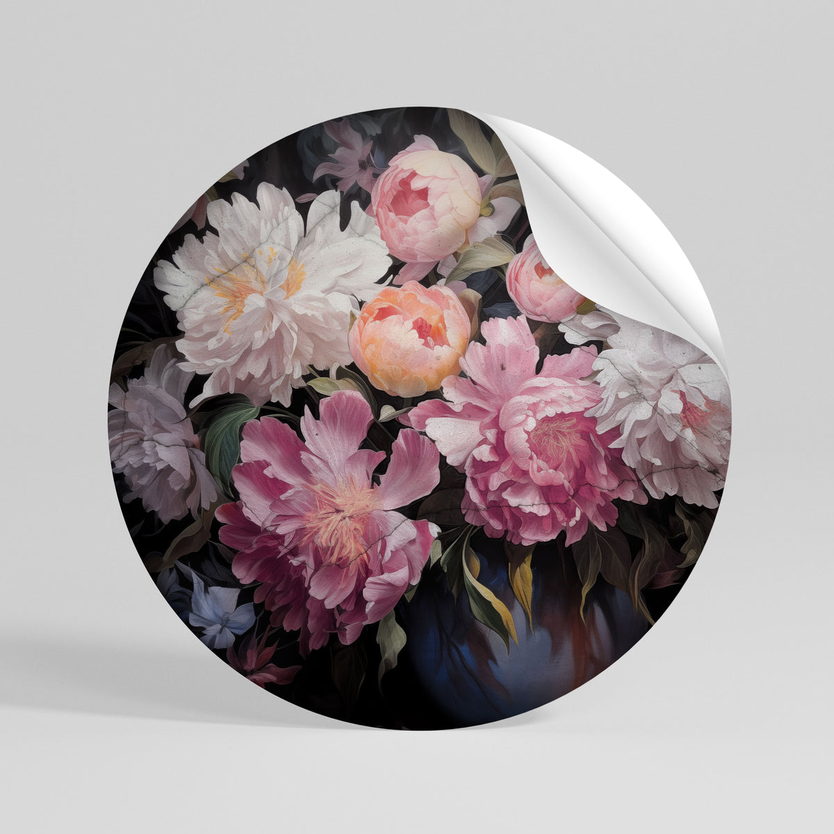 CRASHED PEONIES Kulatá samolepka