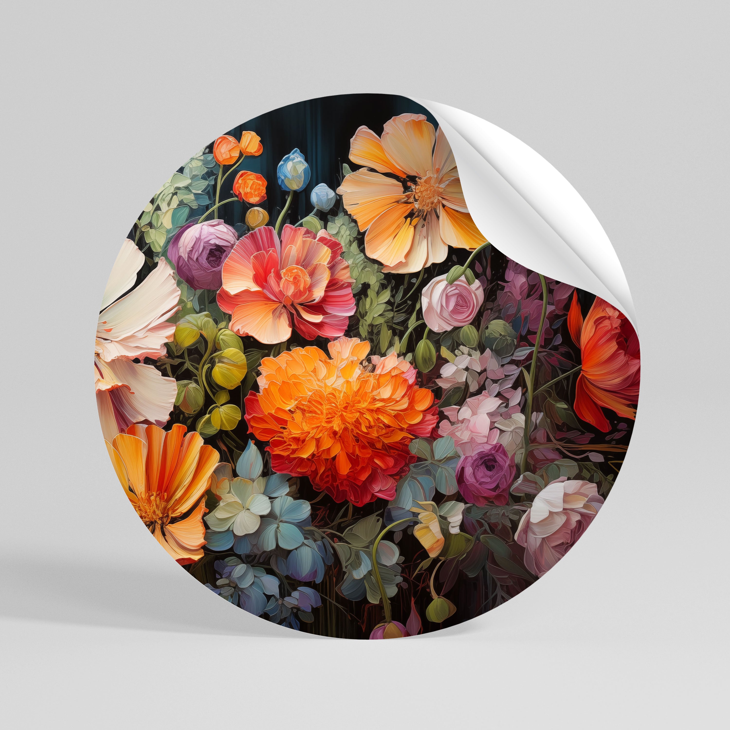 BLOOMING WILDERNESS Peel and Stick Round Sticker