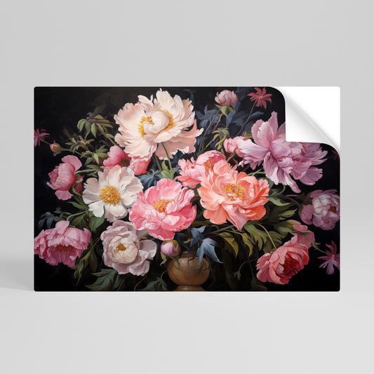 PEONIES BLOSSOM Vodorovný samolepicí plakát