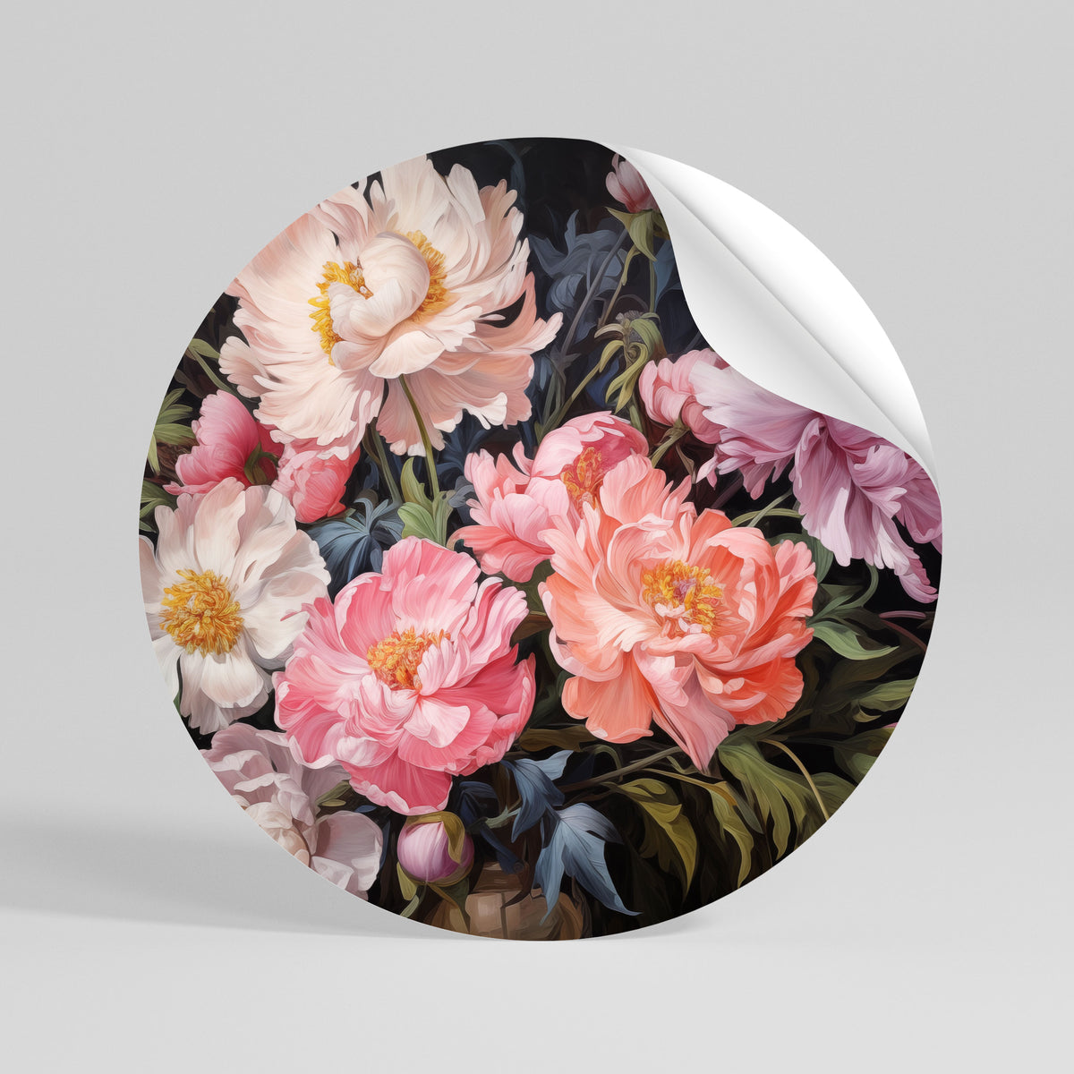 PEONIES BLOSSOM Kulatá samolepka