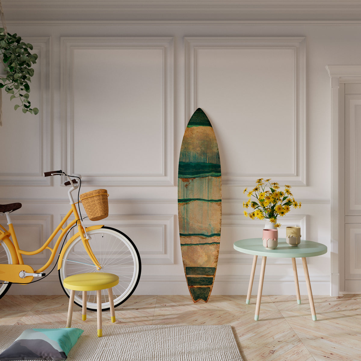 EMERALD MELANCHOLY Dekorativní panel ve tvaru surfu