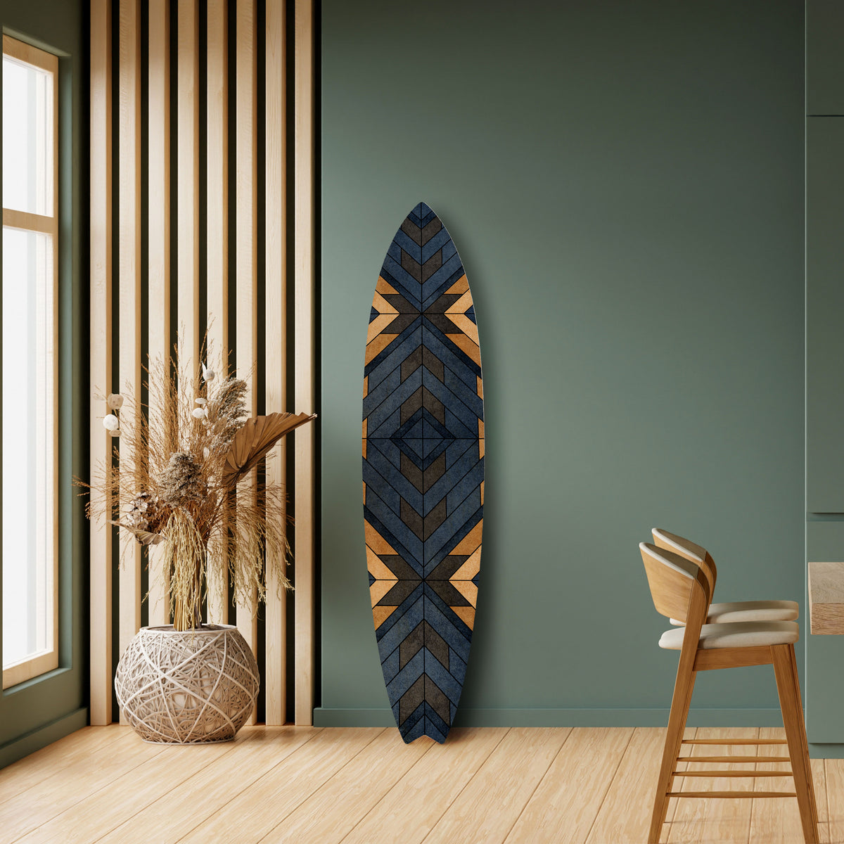CRAFTY GEOMETRY Dekorativní panel ve tvaru surfu