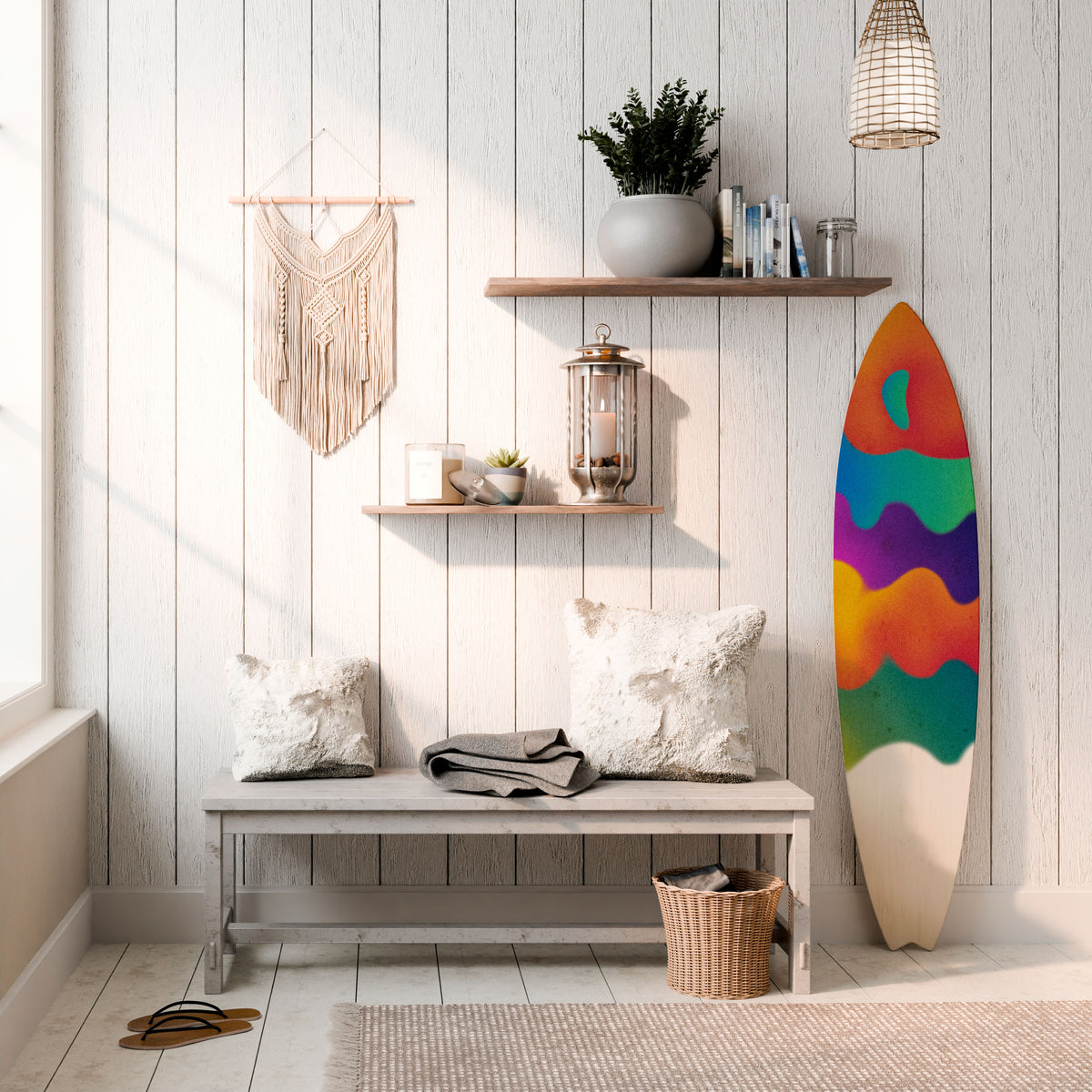 BRIGHT ESSENCE Dekorativní panel ve tvaru surfu