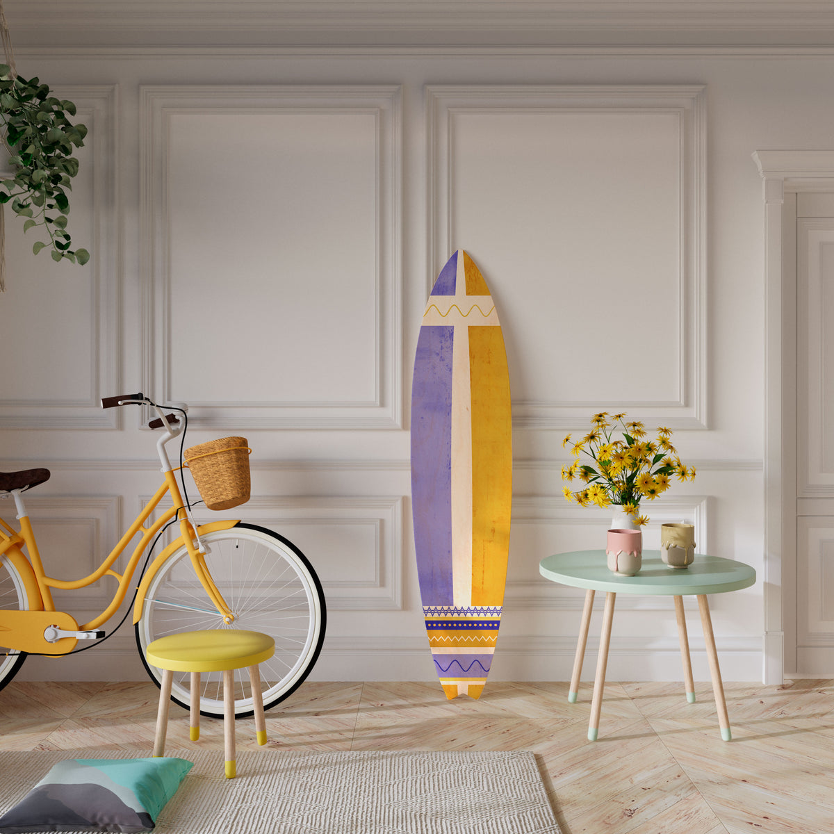 TROPICAL DREAM SHAPE Dekorativní panel ve tvaru surfu