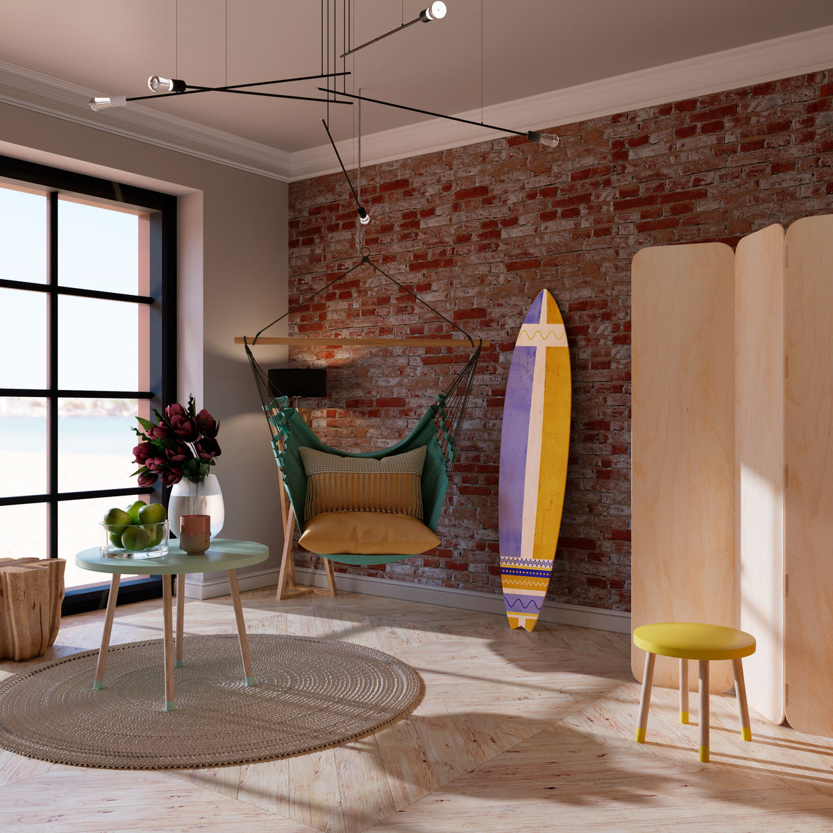 TROPICAL DREAM SHAPE Dekorativní panel ve tvaru surfu