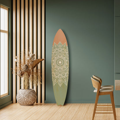 MANDALA WAVE DANCE Dekorativní panel ve tvaru surfu